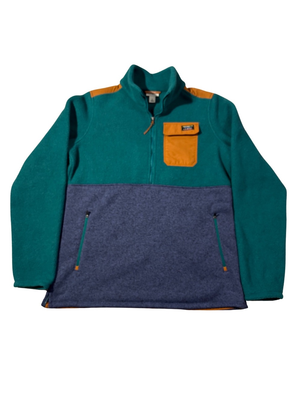 L.L.Bean Women’s  Colorblock Fleece 1/4 Zip Pullover Sweatshirt Pockets S